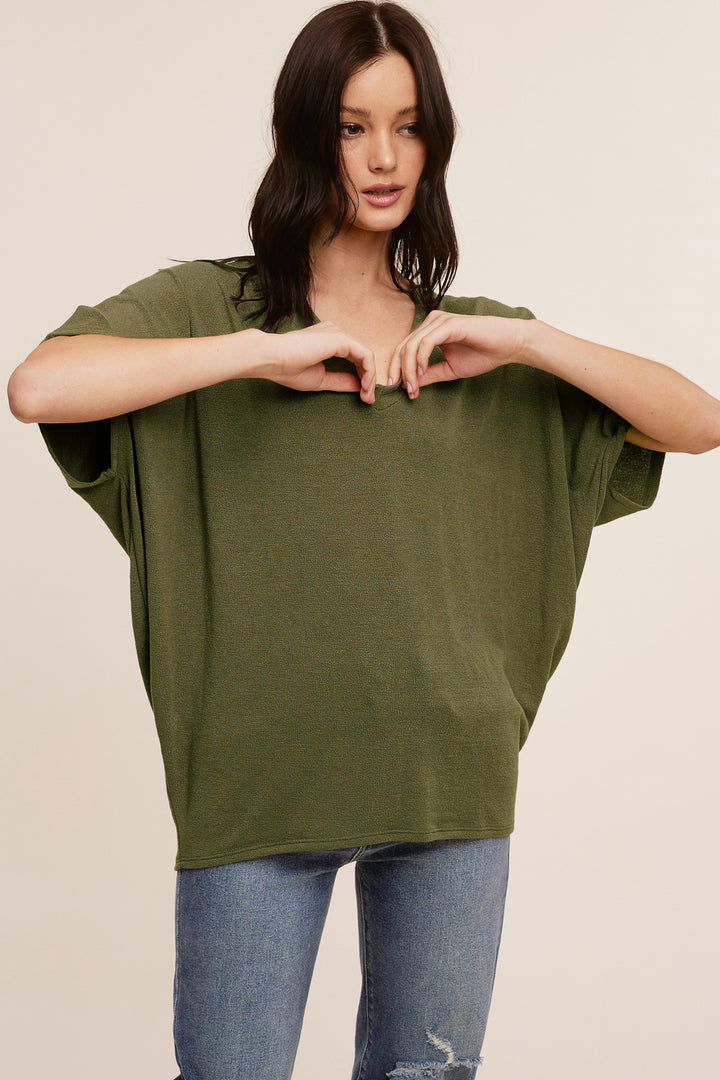 Jolie Slouchy Dolman Tee (Dark Olive)