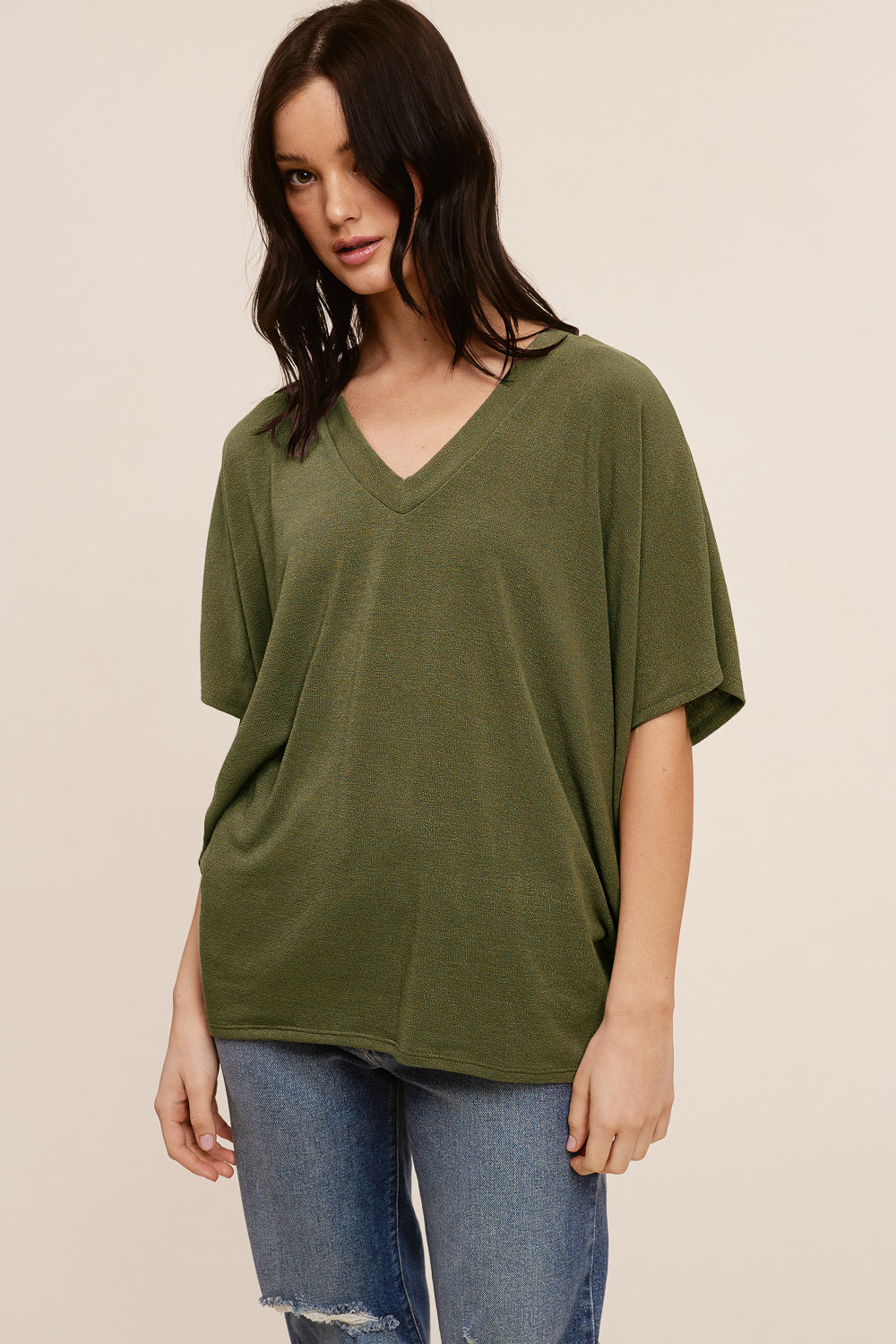 Jolie Slouchy Dolman Tee (Dark Olive)