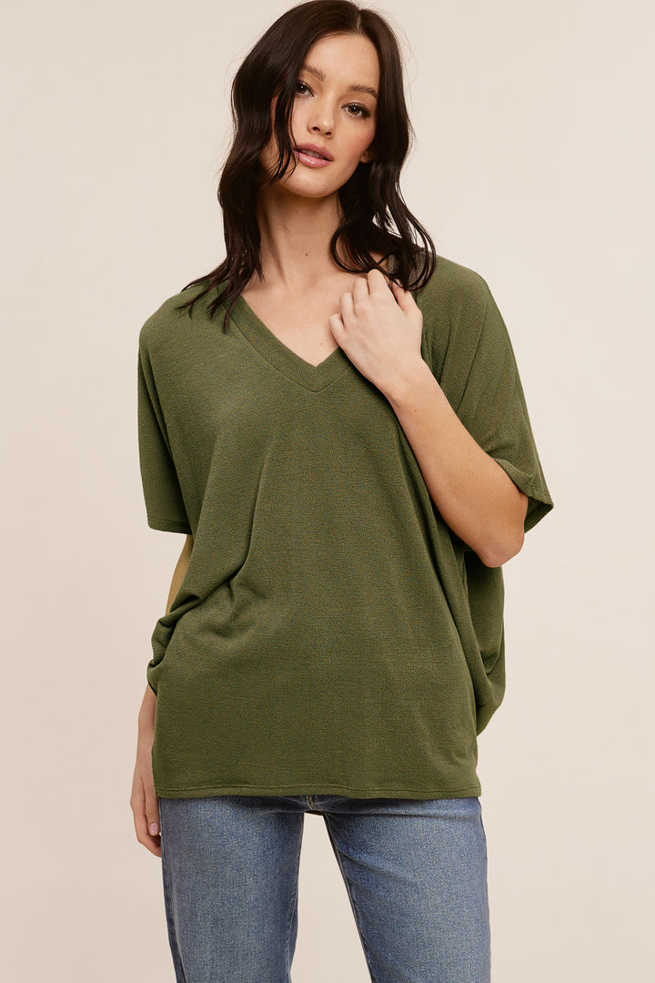 Jolie Slouchy Dolman Tee (Dark Olive)
