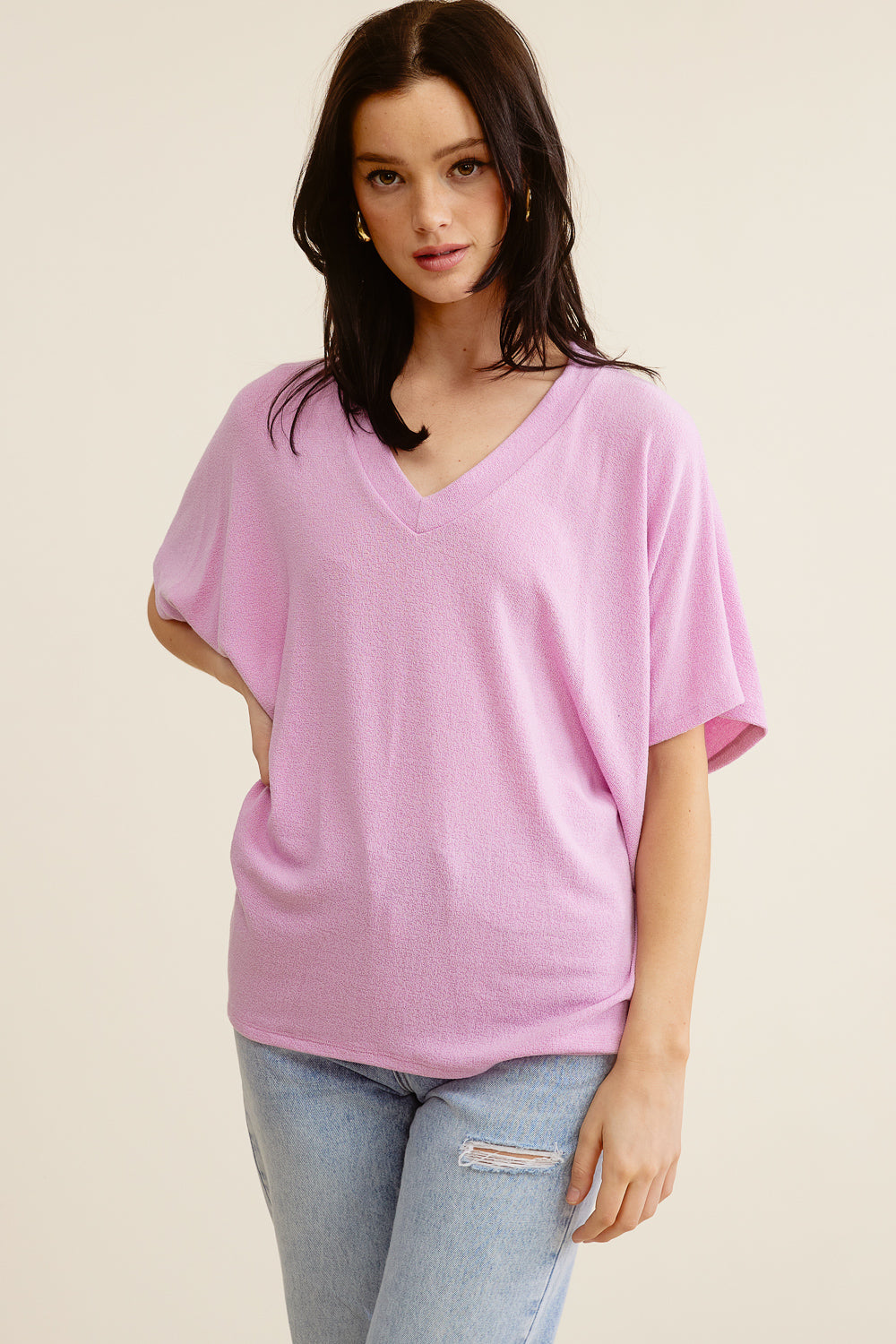 Jolie Slouchy Dolman Tee (Orchid)