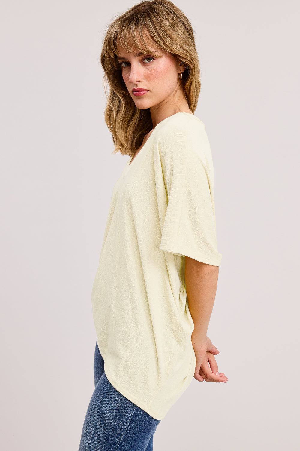 Jolie Slouchy Dolman Tee (Lemon)