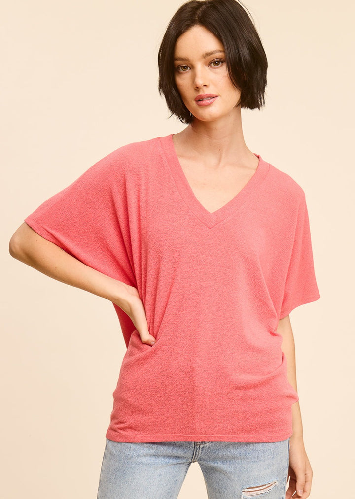 Jolie Slouchy Dolman Tee (Coral)