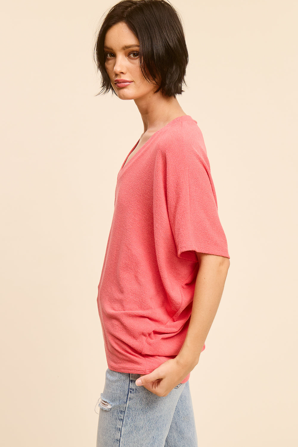 Jolie Slouchy Dolman Tee (Coral)