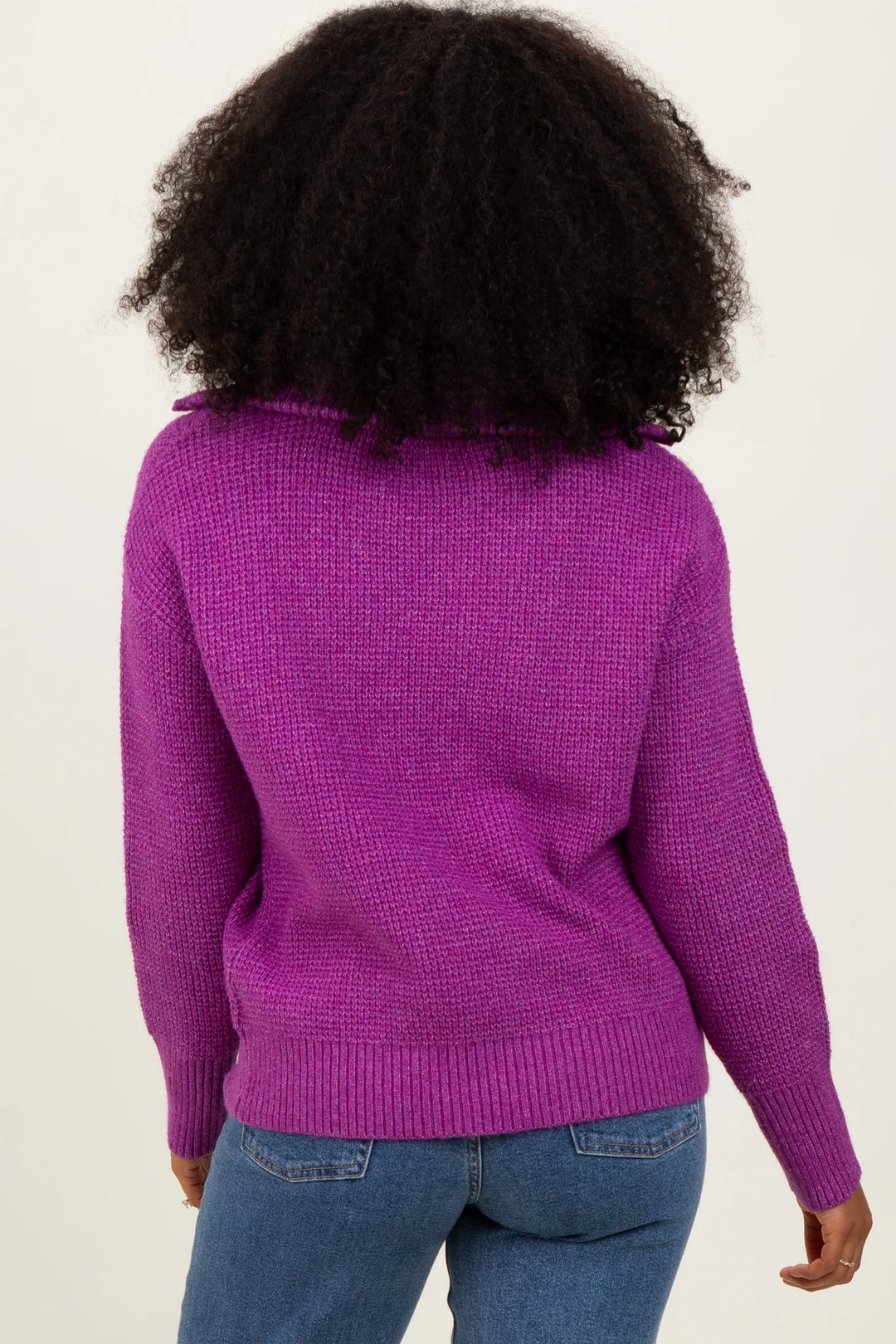 Zen Oxford Knit Zip Sweater (Plum)