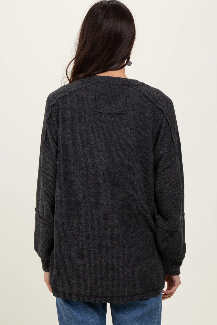 Zen Brushed Henley Sweater (Charcoal)