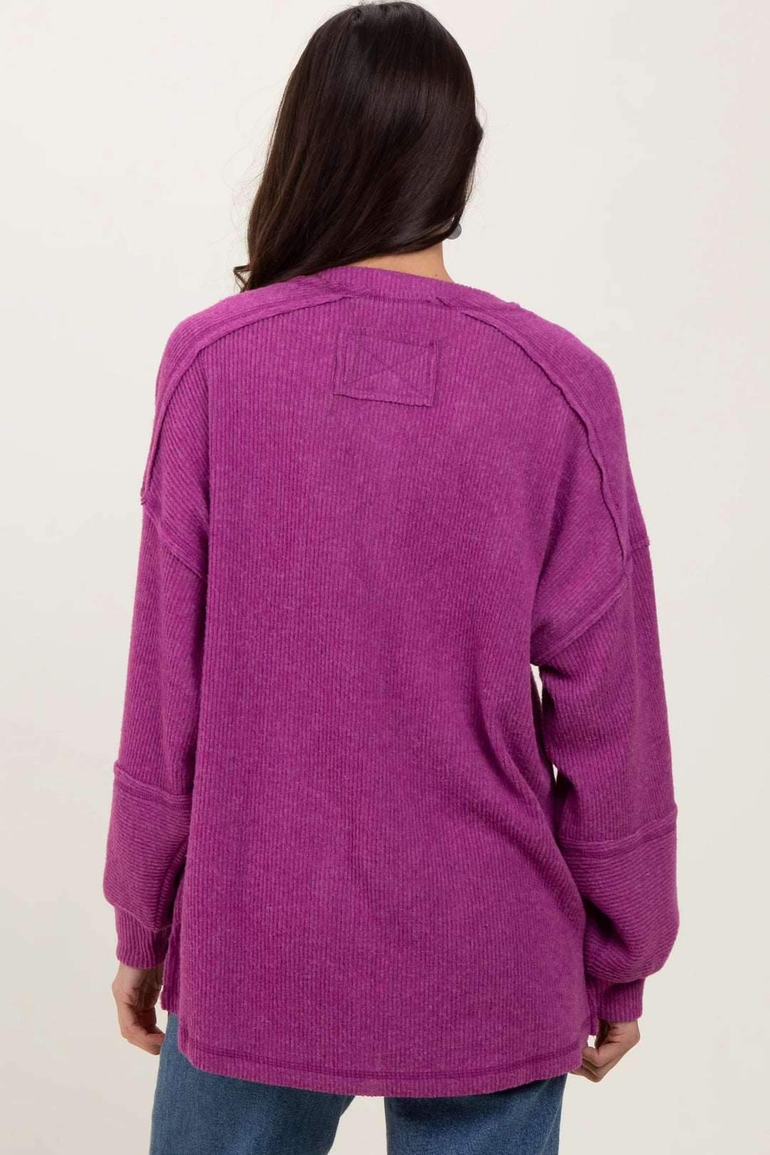 Zen Brushed Henley Sweater (Light Plum)