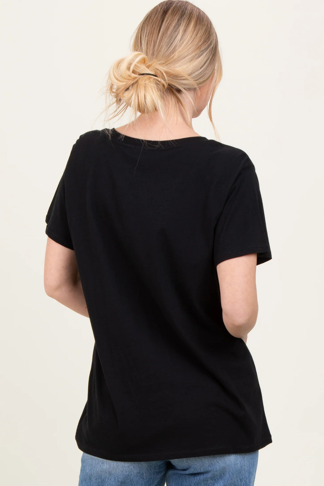 Zen Cotton V Neck Tee (Black)