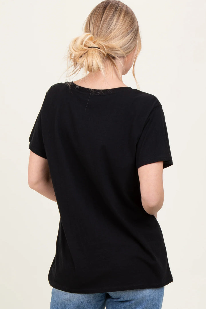 Zen Cotton V Neck Tee (Black)