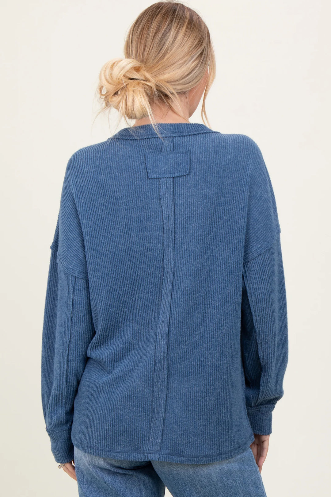 Zen Brushed Slouchy Sweater (Dusty Blue)