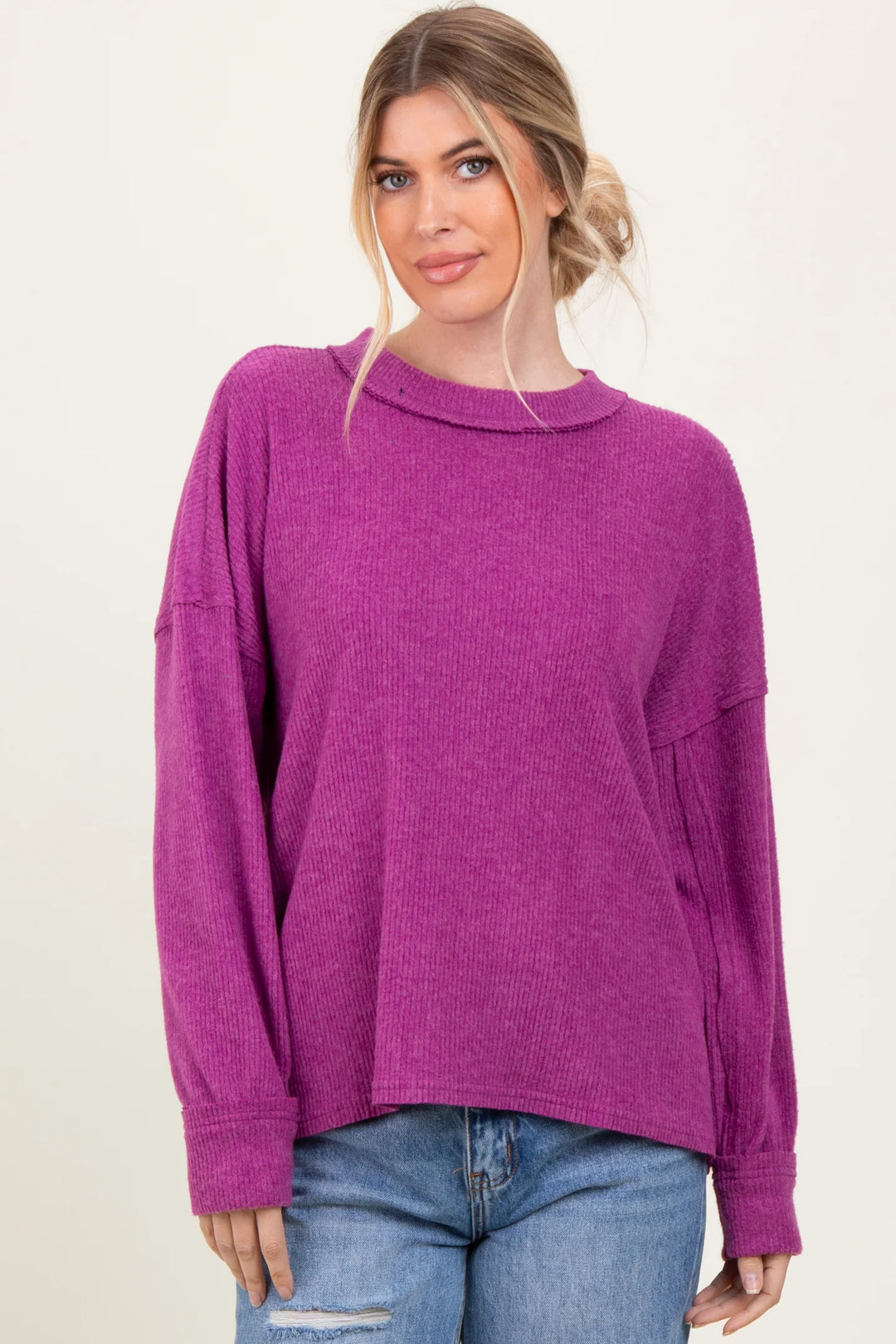 Zen Brushed Slouchy Sweater (Light Plum)