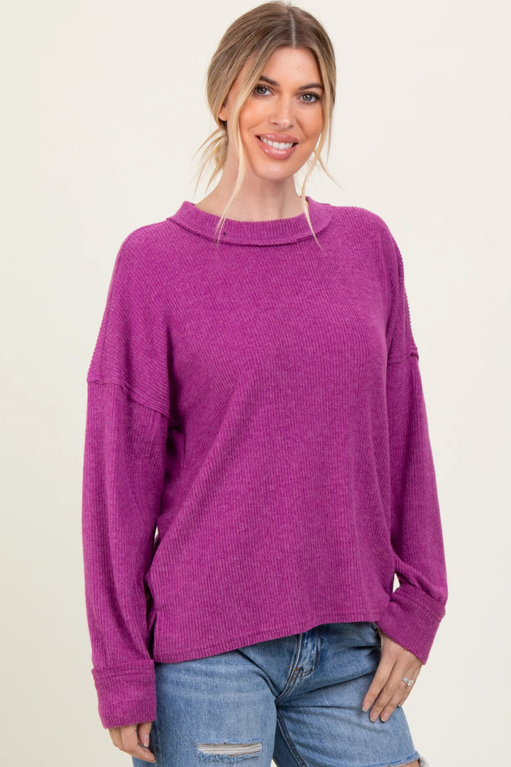 Zen Brushed Slouchy Sweater (Light Plum)