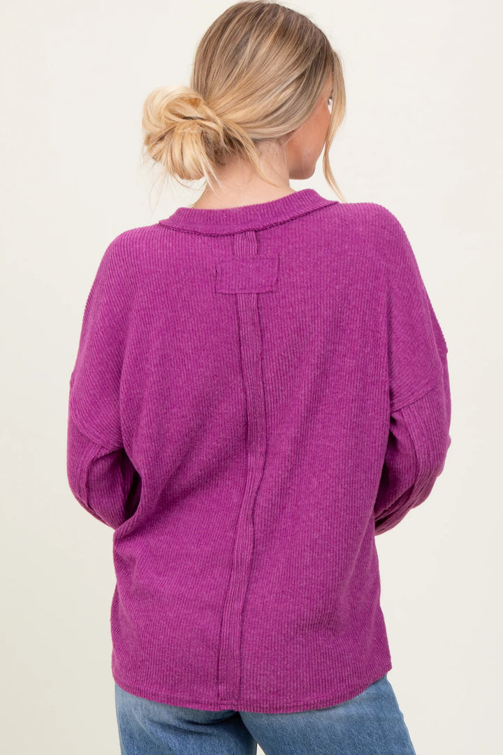 Zen Brushed Slouchy Sweater (Light Plum)