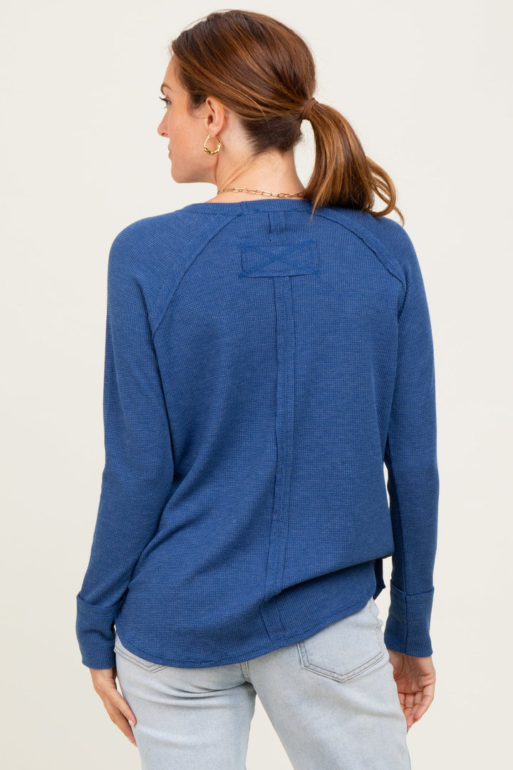 Zen Relaxed Waffle Top (Light Navy)