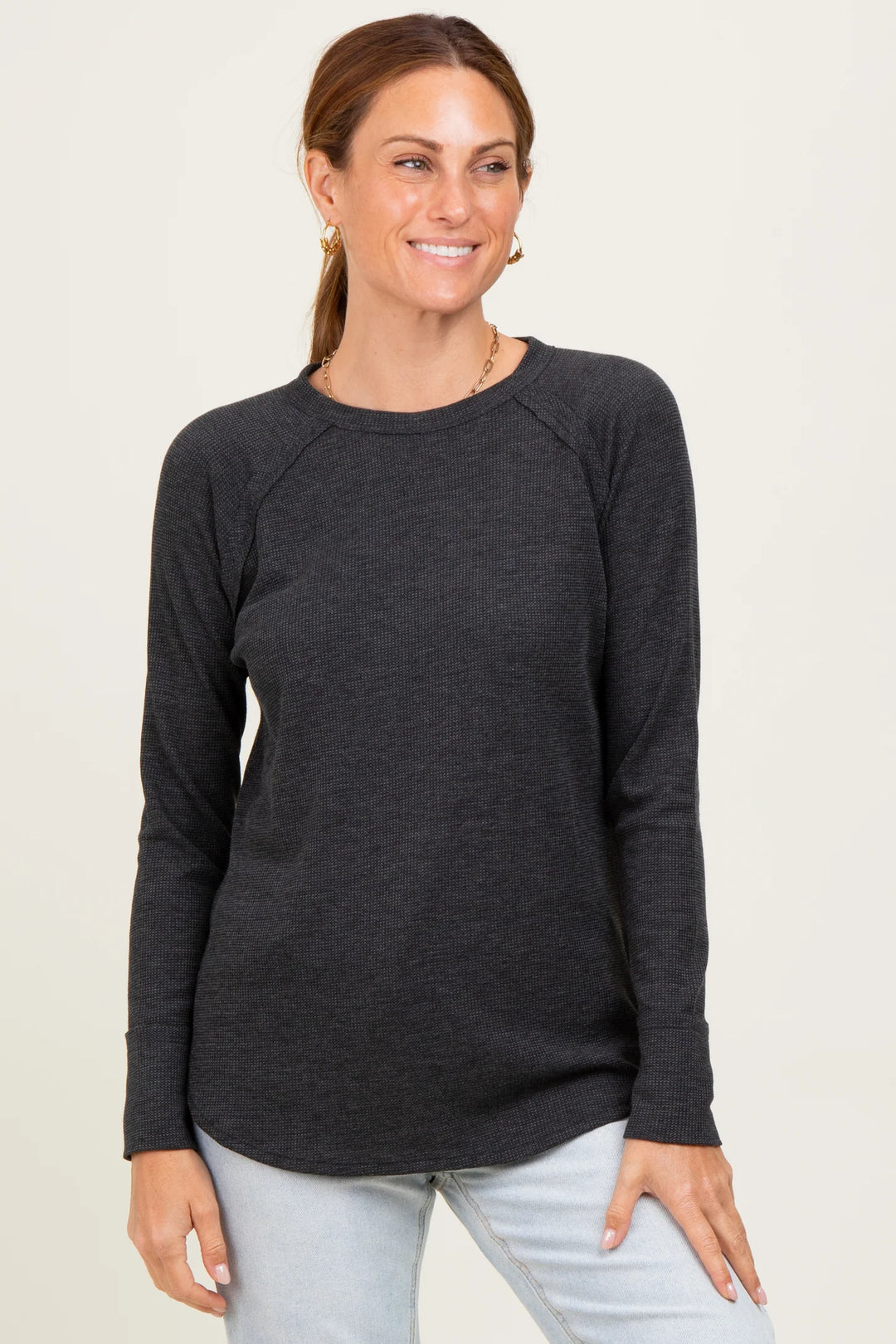 Zen Relaxed Waffle Top (Charcoal)