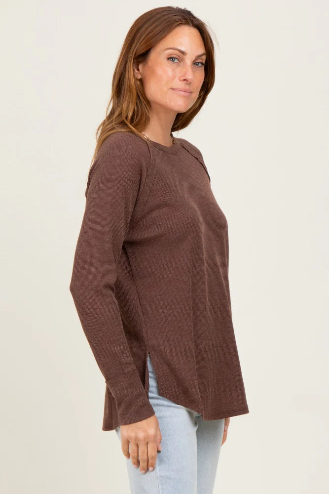 Zen Relaxed Waffle Top (Brown)