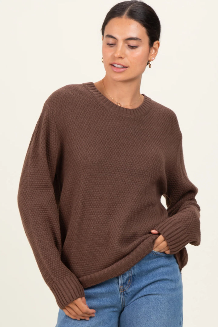 Zen Waffle Sweater (Brown)