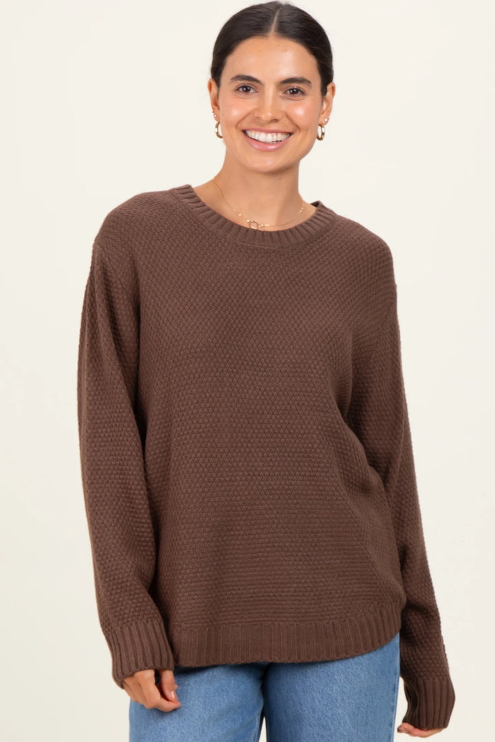 Zen Waffle Sweater (Brown)