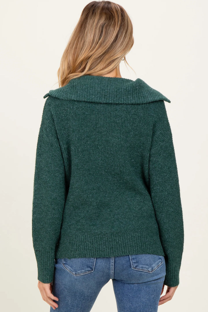 Zen Oxford Knit Zip Sweater (Hunter Green)