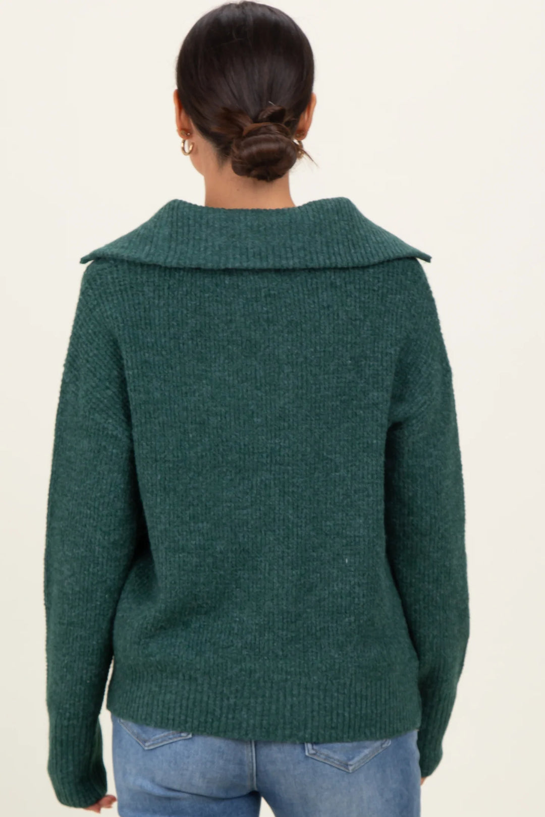 Zen Oxford Knit Zip Sweater (Hunter Green)