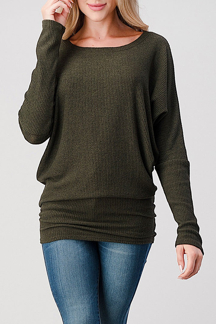 Natural Vibe Brushed Rib Top (Olive)