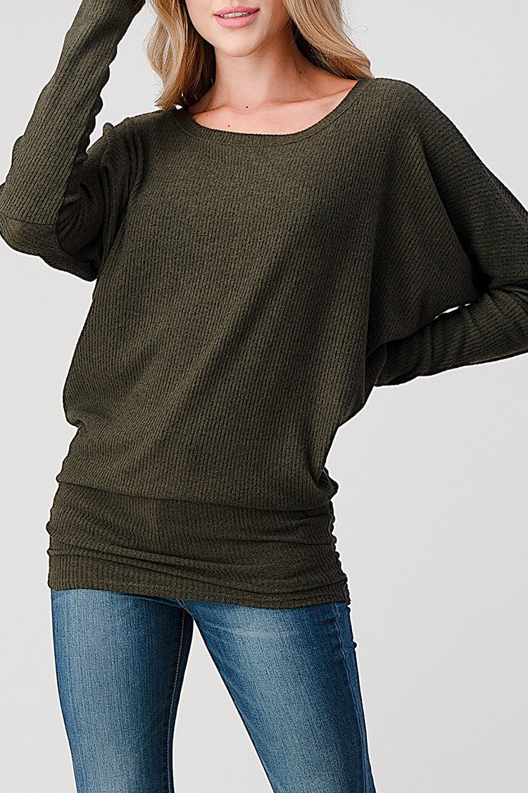 Natural Vibe Brushed Rib Top (Olive)