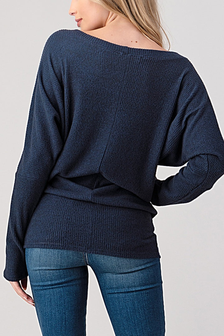 Natural Vibe Brushed Rib Top (Navy)