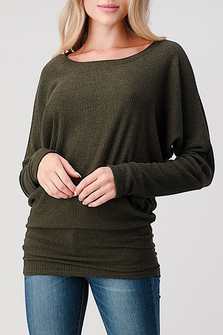 Natural Vibe Brushed Rib Top (Olive)