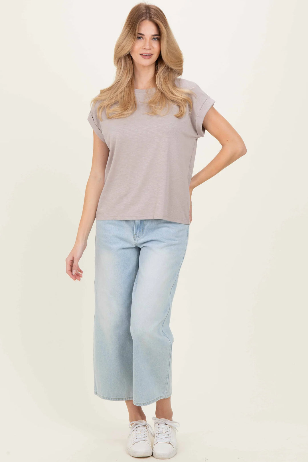 Zen Cotton Modal Round Neck Tee (Ash Mocha)