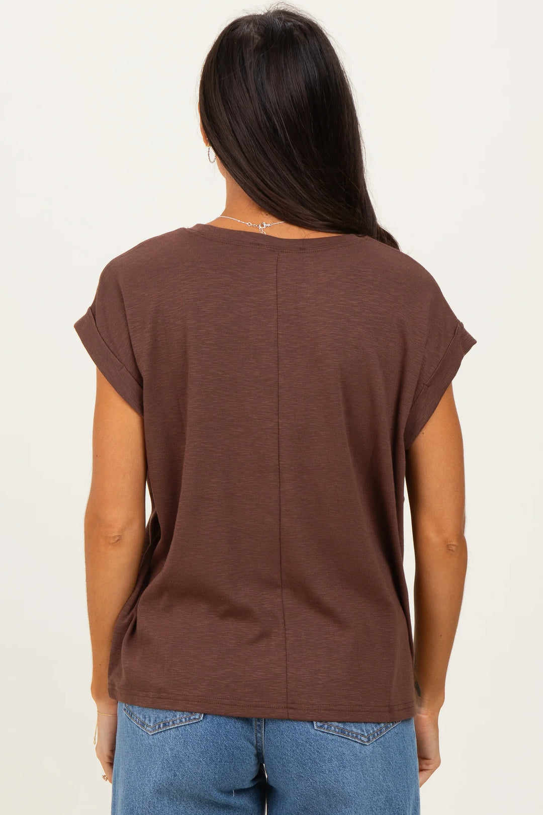 Zen Cotton Modal Round Neck Tee (Brown)