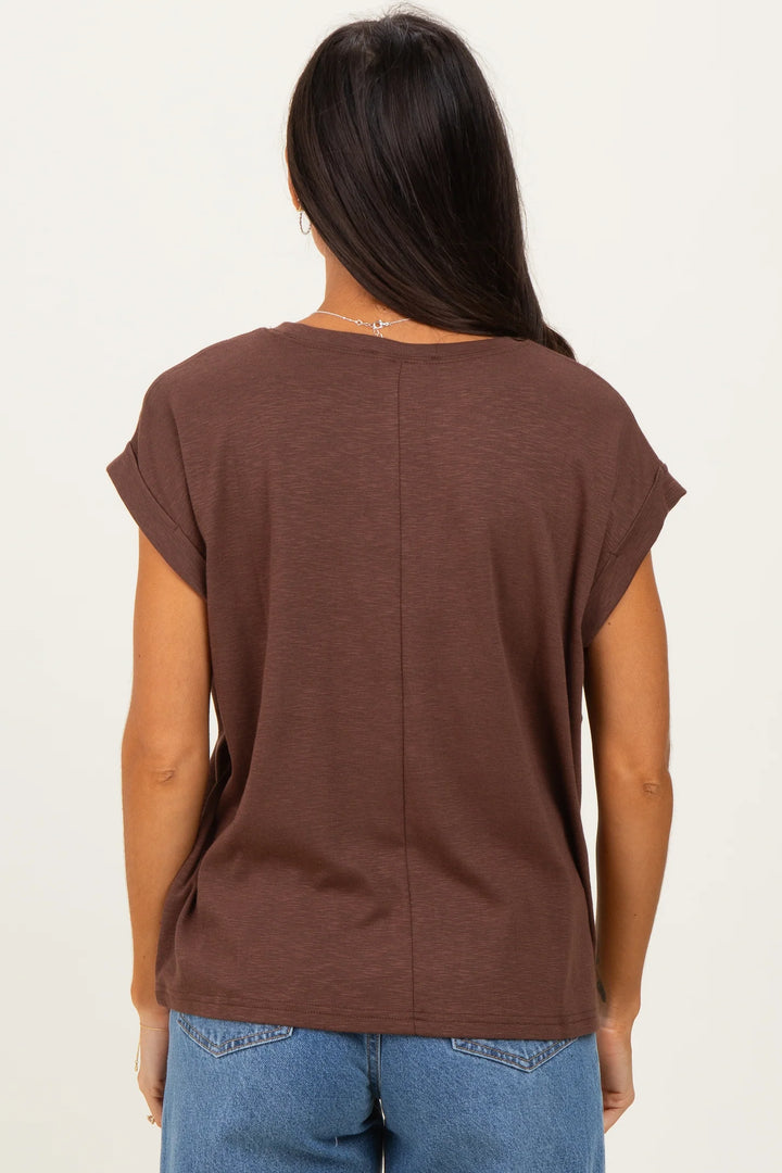 Zen Cotton Modal Round Neck Tee (Brown)