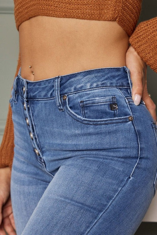 Kancan Curvy Button Skinny Jean