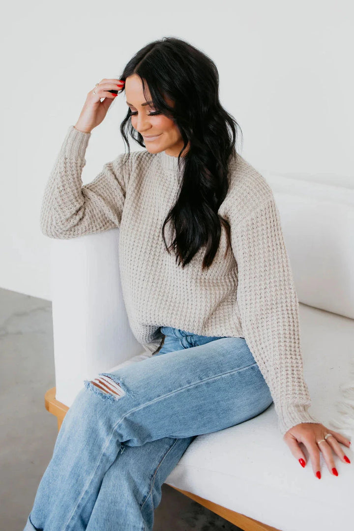 Zen Waffle Sweater (Heather Beige)