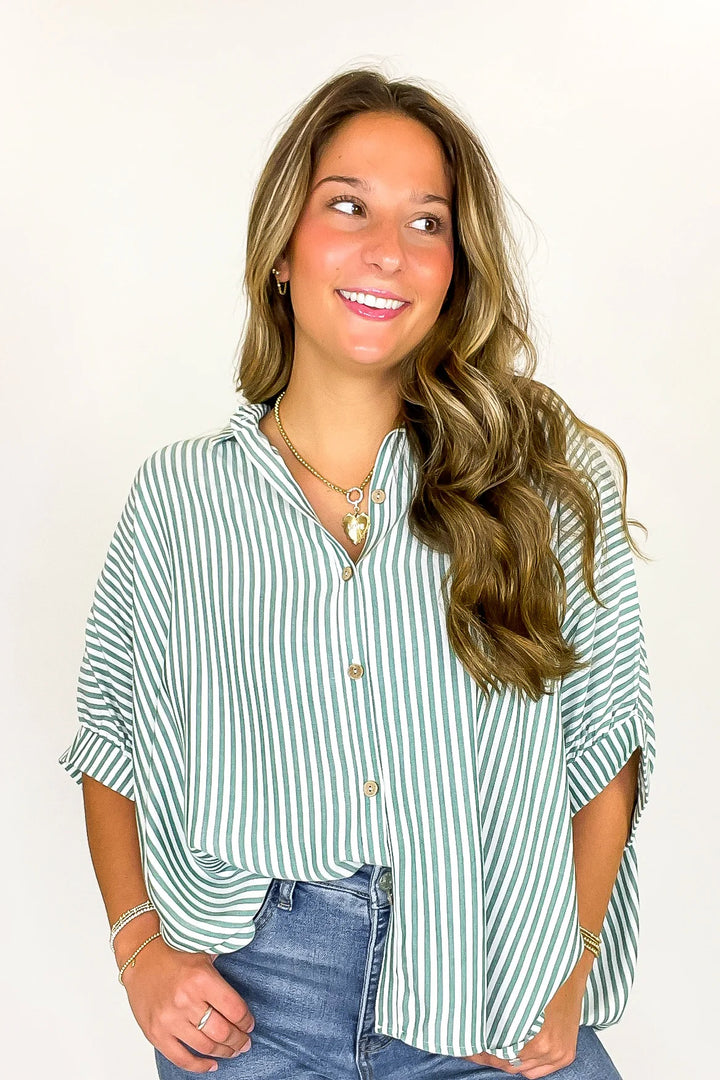 Zen Sunny Days Button Down Shirt (Hunter Green)