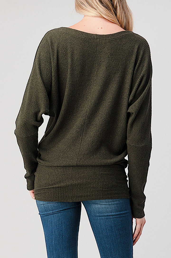 Natural Vibe Brushed Rib Top (Olive)