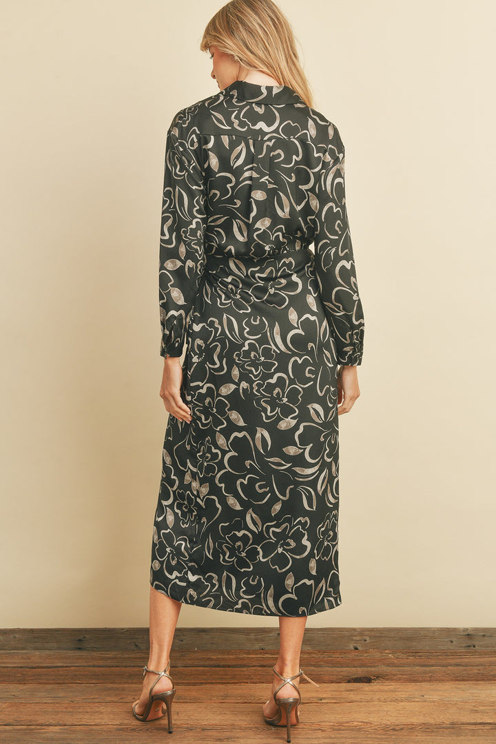 Forum Printed Midi Dress (Black/Grey)