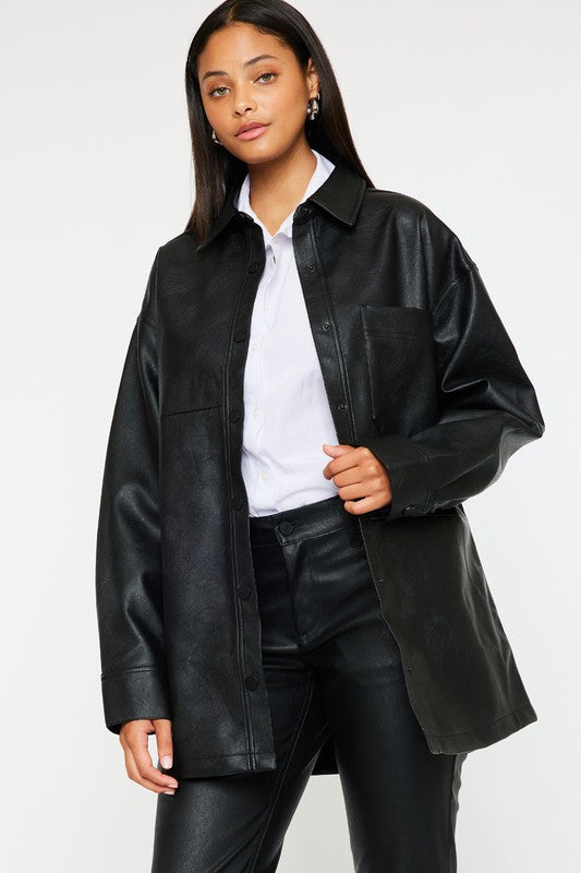 Kancan Vegan Leather Oversized Jacket