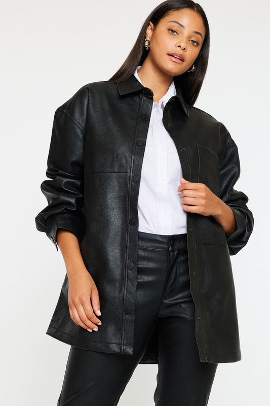 Kancan Vegan Leather Oversized Jacket