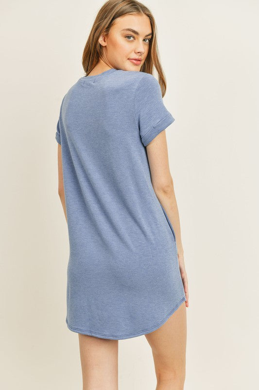 Cherish T-Shirt Dress (Slate Blue)