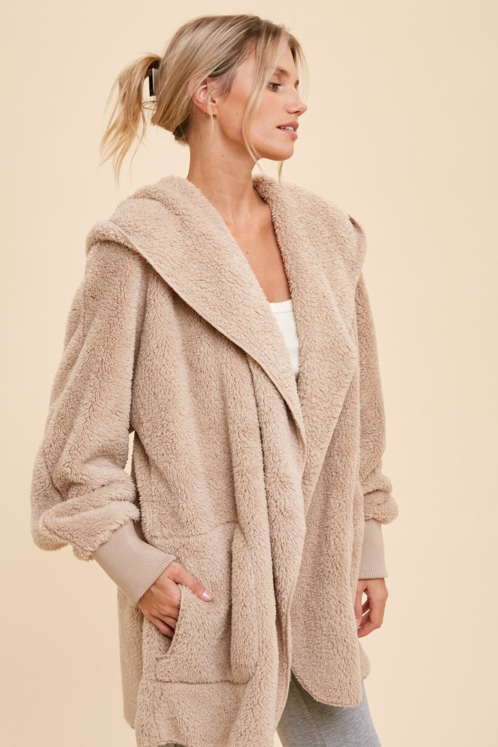 Teddy Bear Plush Cardigan (Taupe)