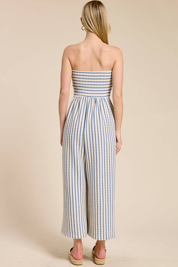 Jolie Coastal Striped Jumpsuit (White/Blue)