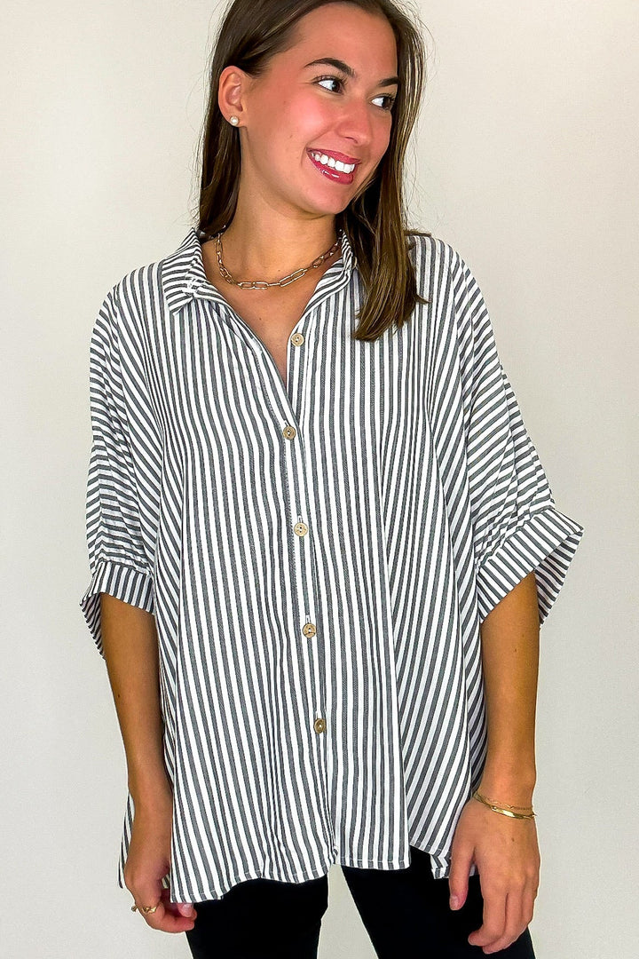 Zen Sunny Days Button Down Shirt (Charcoal)