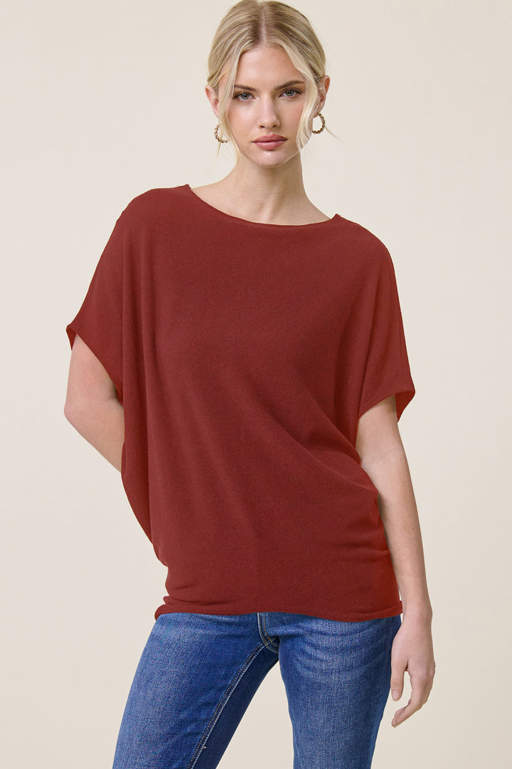 Jolie Boat Neck Dolman Tee (Burnt Sienna)
