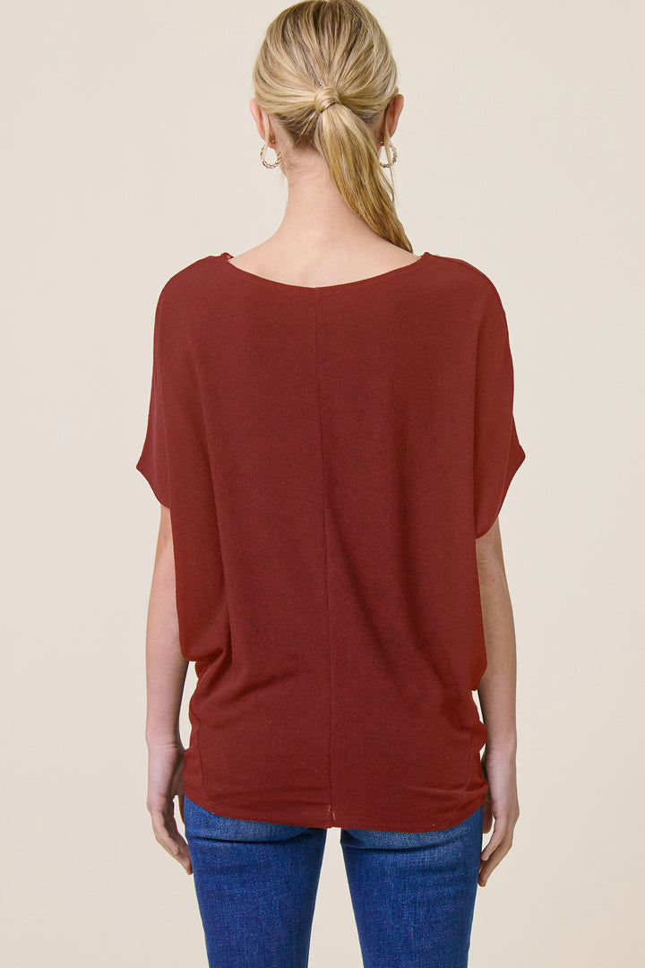 Jolie Boat Neck Dolman Tee (Burnt Sienna)