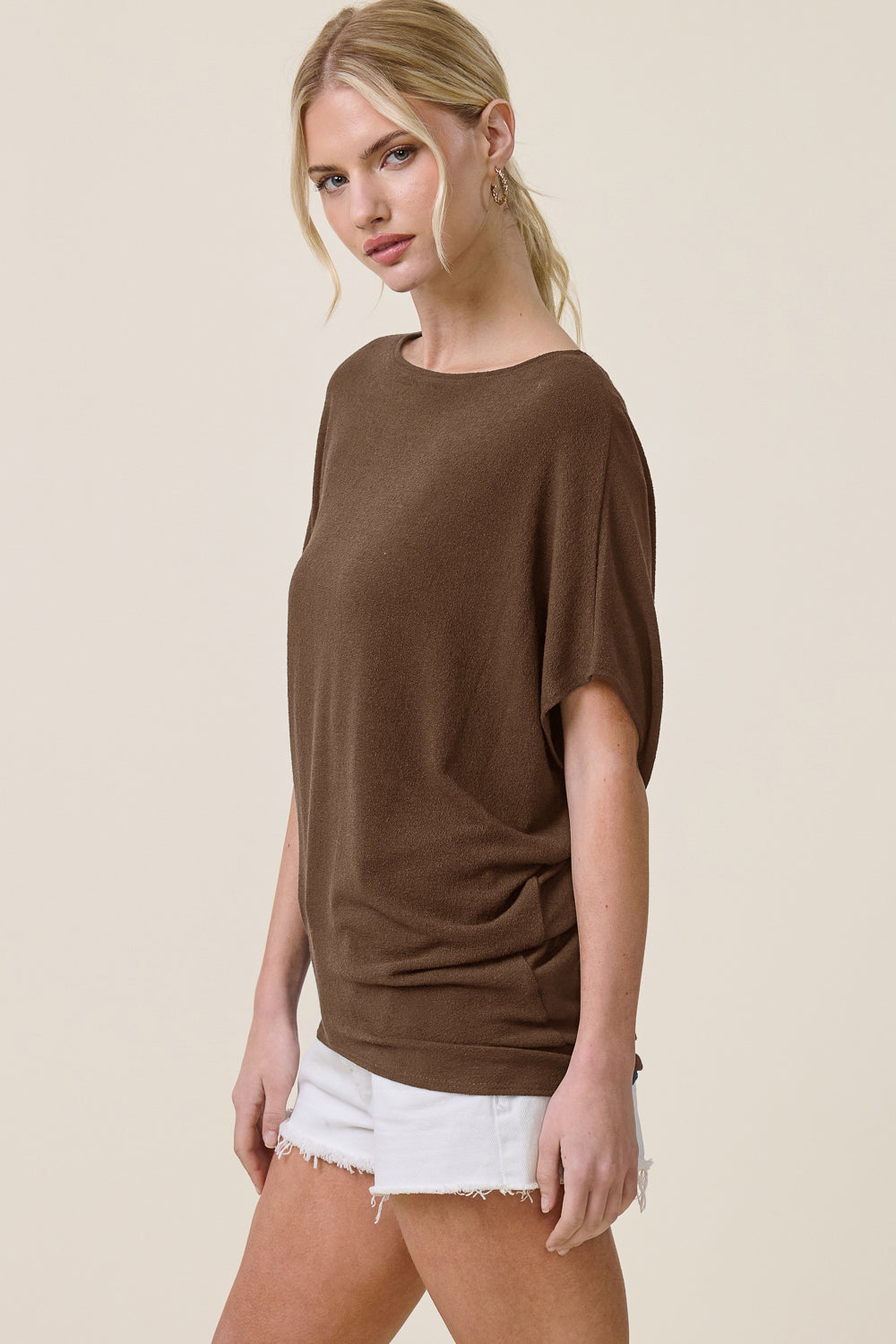 Jolie Boat Neck Dolman Tee (French Roast)