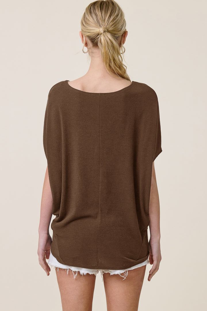 Jolie Boat Neck Dolman Tee (French Roast)
