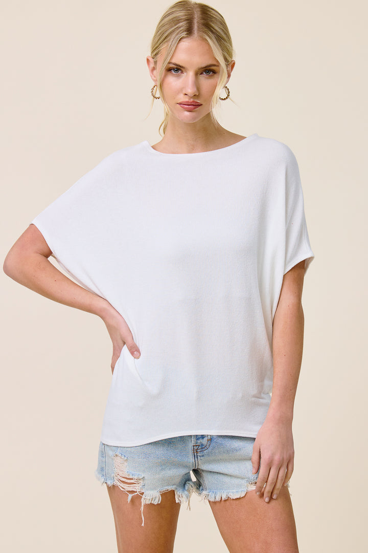 Jolie Boat Neck Dolman Tee (Ivory)