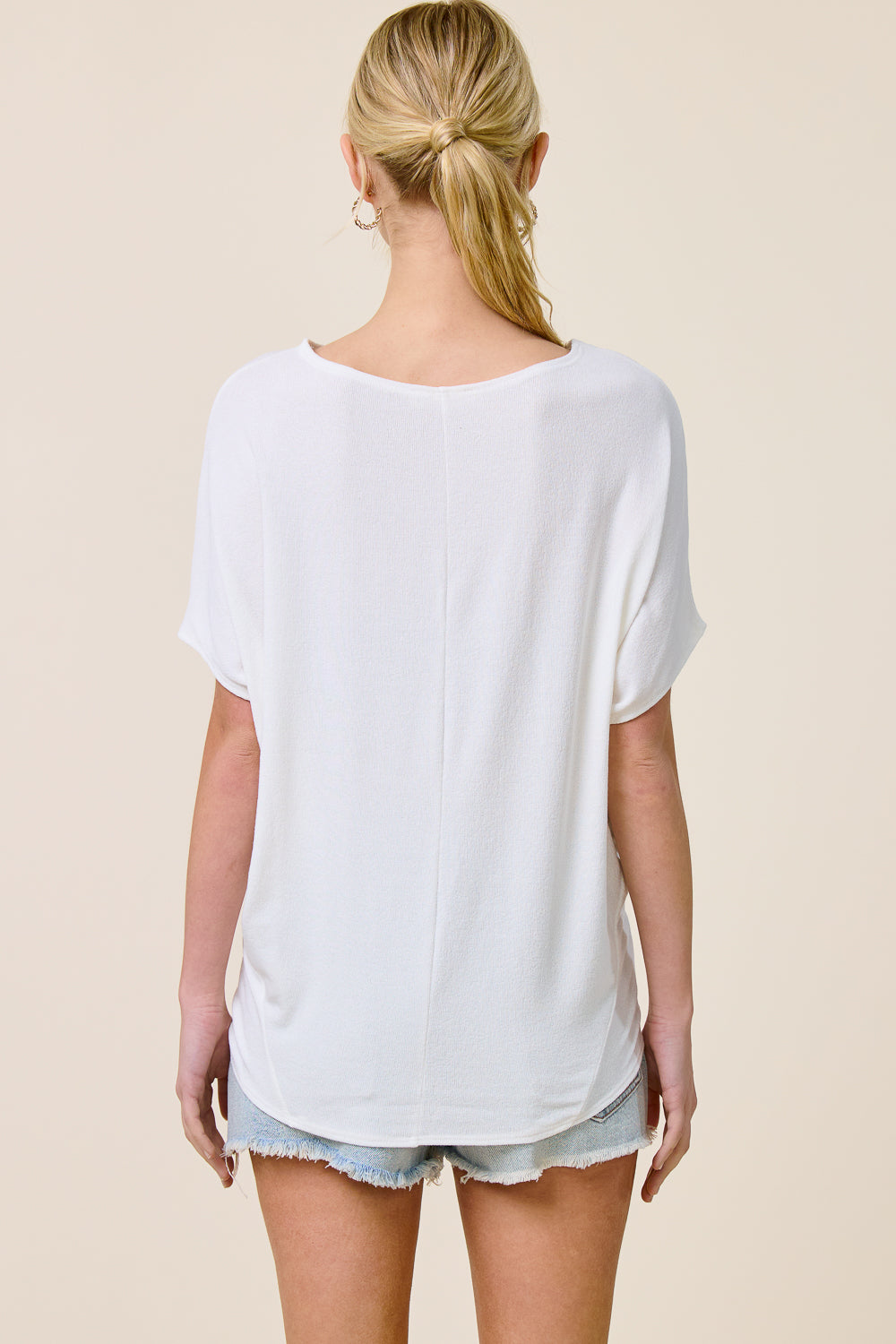 Jolie Boat Neck Dolman Tee (Ivory)