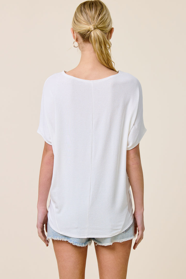 Jolie Boat Neck Dolman Tee (Ivory)