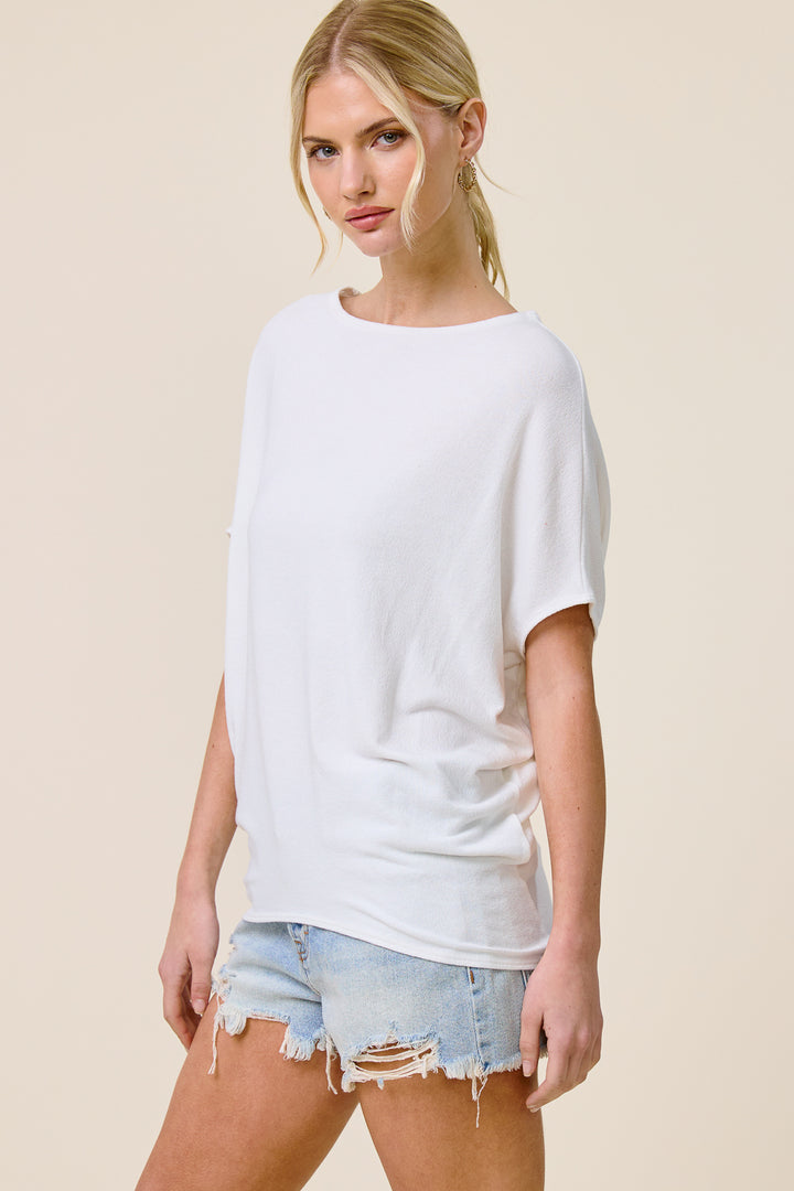 Jolie Boat Neck Dolman Tee (Ivory)
