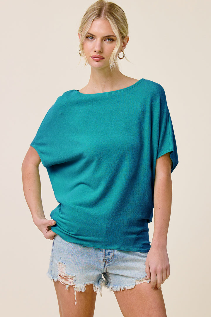 Jolie Boat Neck Dolman Tee (Spruce)
